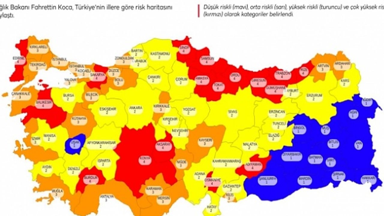 İşte Türkiye'nin Risk Haritası 1 Mart 2021