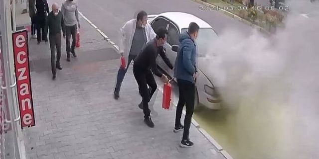 Nevşehir’de park halindeki araç alev alev yandı